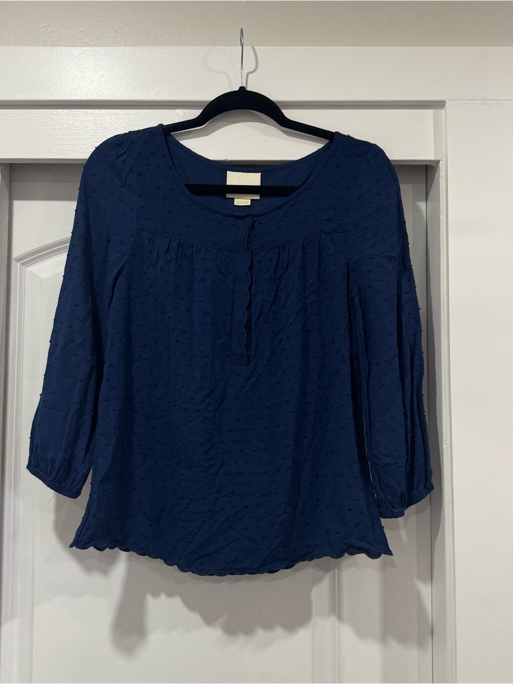 Maeve Anthropologie Emmaline Swiss Dot 3/4 Sleeve